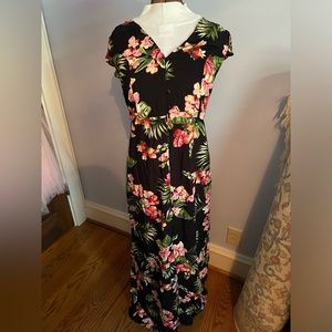 Ambiance Womens Dress Black Large Maxi Floral Multicolor Ladies